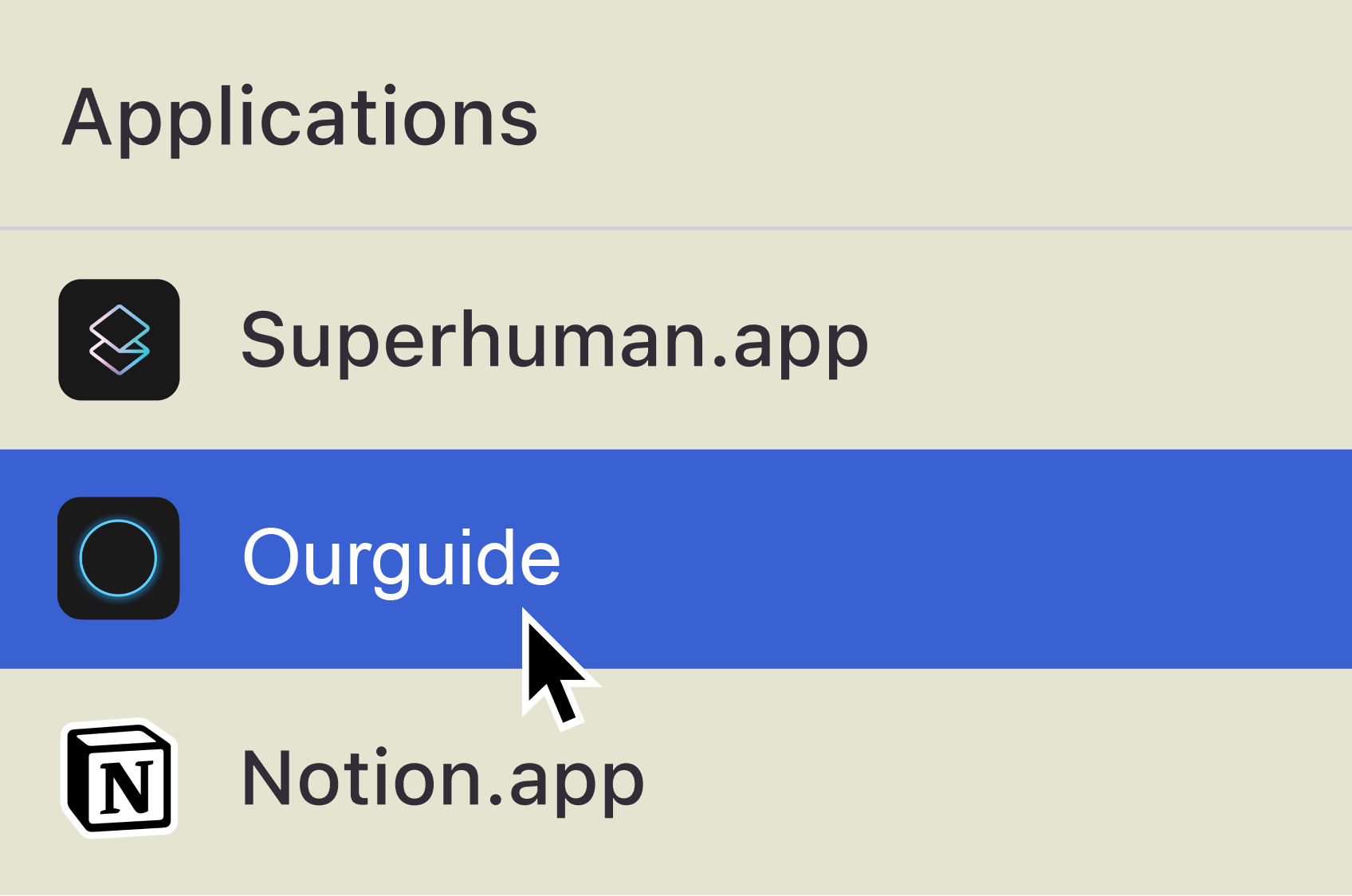 Launch Ourguide from Applications folder